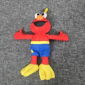 Sesame Street Elmo Plush Stuffed Toy Blue Swim Trunks Yellow Flippers 12.5 Inch